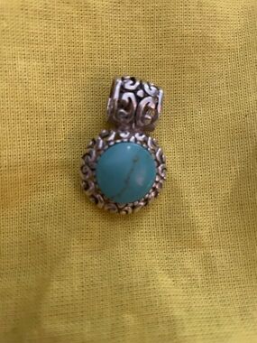 Vintage Mexico 925 Sterling Pendant with Turquoise Stone - Women Jewelry